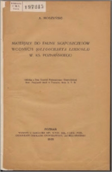 Materiały do fauny skąposzczetów wodnych (Oligochaeta limicola) W. Ks. Poznańskiego