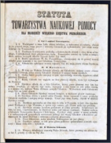 Statuta Towarzystwa Naukowej Pomocy dla Młodzieży Wielkiego Księstwa Poznańskiego
