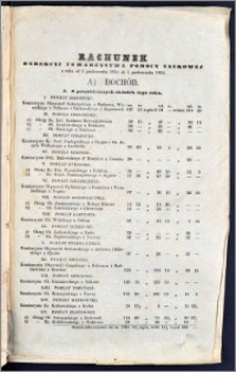 Rachunek Dyrekcyi Towarzystwa Pomocy Naukowéj z roku od 1 Października 1851 do 1 Października 1852