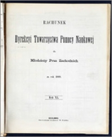 Rachunek Dyrekcyi Towarzystwa Pomocy Naukowej dla Młodzieży Prus Zachodnich za rok 1888