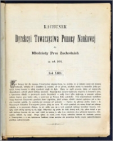 Rachunek Dyrekcyi Towarzystwa Pomocy Naukowej dla Młodzieży Prus Zachodnich za rok 1891