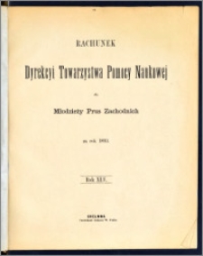 Rachunek Dyrekcyi Towarzystwa Pomocy Naukowej dla Młodzieży Prus Zachodnich za rok 1893