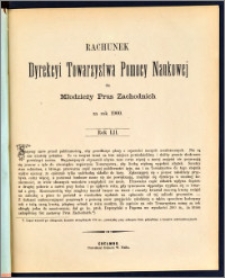 Rachunek Dyrekcyi Towarzystwa Pomocy Naukowej dla Młodzieży Prus Zachodnich za rok 1900