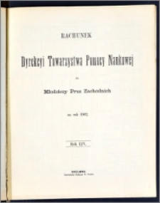 Rachunek Dyrekcyi Towarzystwa Pomocy Naukowej dla Młodzieży Prus Zachodnich za rok 1902