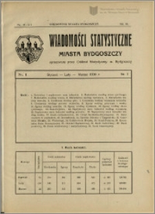 Orędownik Miasta Bydgoszczy, R.52, 1936, Nr 11, Wiadomości statystyczne miasta Bydgoszczy, Nr 1