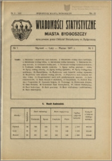 Orędownik Miasta Bydgoszczy, R.53, 1937, Nr 6, Wiadomości statystyczne miasta Bydgoszczy, Nr 1