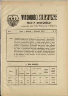 Orędownik Miasta Bydgoszczy, R.53, 1937, Nr 10, Wiadomości statystyczne miasta Bydgoszczy, Nr 3