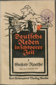 Wir Deutschen und der Krieg : Rede am 3. September 1914