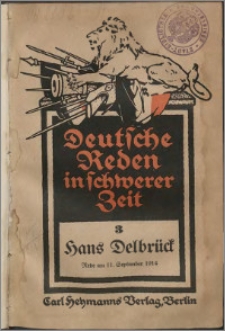 Über den kriegerischen Charakter des deutschen Volkes : Rede am 11. September 1914