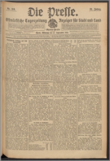 Die Presse 1913, Jg. 31, Nr. 218 Zweites Blatt, Drittes Blatt, Viertes Blatt