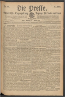 Die Presse 1913, Jg. 31, Nr. 230 Zweites Blatt, Drittes Blatt, Viertes Blatt
