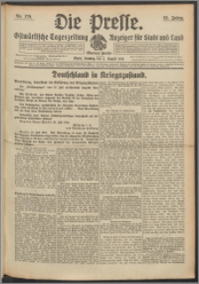 Die Presse 1914, Jg. 32, Nr. 179 Zweites Blatt, Drittes Blatt, Viertes Blatt, Sonderblatt