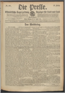Die Presse 1914, Jg. 32, Nr. 192 Zweites Blatt