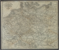 Carte routière de l'Allemagne et pays limitrophes : avec les Relais et distances en chiffres