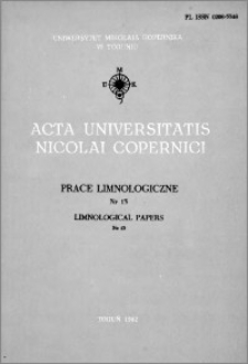 Acta Universitatis Nicolai Copernici. Nauki Matematyczno-Przyrodnicze. Prace Limnologiczne, z. 13 (52), 1982