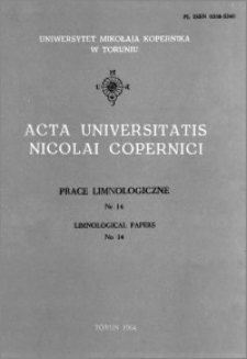 Acta Universitatis Nicolai Copernici. Nauki Matematyczno-Przyrodnicze. Prace Limnologiczne, z. 14 (57), 1984