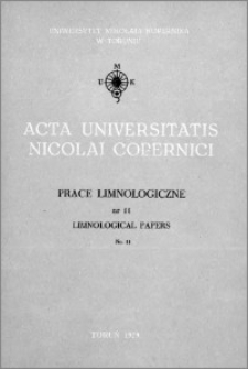 Acta Universitatis Nicolai Copernici. Nauki Matematyczno-Przyrodnicze. Prace Limnologiczne, z. 11 (47), 1979