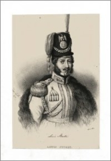 Louis Stecki (portret-popiersie w mundurze i czapce wojskowej z facsimile podpisu)