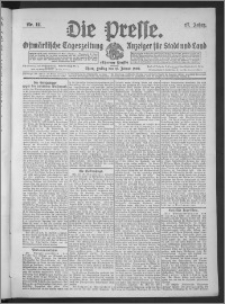 Die Presse 1909, Jg. 27, Nr. 12 Zweites Blatt, Drittes Blatt + Beilagenwerbung