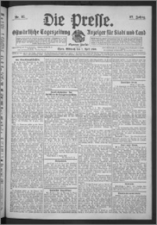 Die Presse 1909, Jg. 27, Nr. 82 Zweites Blatt, Drittes Blatt