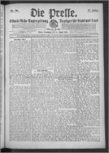 Die Presse 1909, Jg. 27, Nr. 199 Zweites Blatt, Drittes Blatt