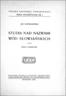 Studia nad nazwami wód słowiańskich