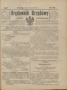 Orędownik Urzędowy Powiatu Grudziądzkiego 1927 nr 35