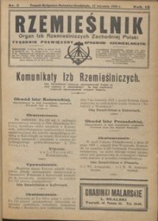 Rzemieślnik : organ izb rzemieślniczych Zachodniej Polski : tygodnik poświęcony sprawom rzemieślniczym 1928.01.15 R. IX nr 3