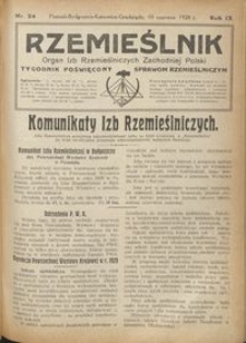 Rzemieślnik : organ izb rzemieślniczych Zachodniej Polski : tygodnik poświęcony sprawom rzemieślniczym 1928.06.10 R. IX nr 24
