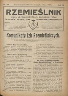 Rzemieślnik : organ izb rzemieślniczych Zachodniej Polski : tygodnik poświęcony sprawom rzemieślniczym 1928.07.08 R. IX nr 28