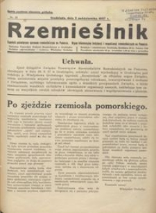 Rzemieślnik : tygodnik poświęcony sprawom rzemieślniczym na Pomorzu. Organ informacyjny instytucyj i organizacyj rzemieślniczych na Pomorzu 1937.10.02 R. XIV nr 26