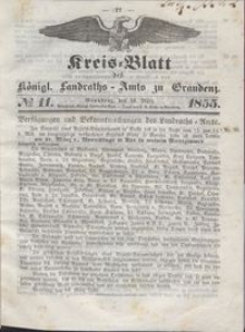Kreis Blatt des Königlichen Landraths-Amts zu Graudenz 1855.03.16 nr 11