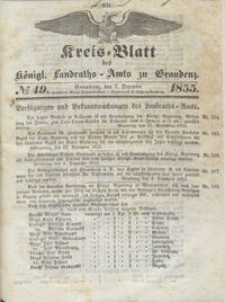 Kreis Blatt des Königlichen Landraths-Amts zu Graudenz 1855.12.07 nr 49