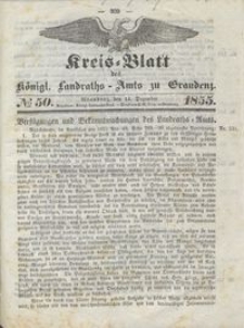 Kreis Blatt des Königlichen Landraths-Amts zu Graudenz 1855.12.14 nr 50