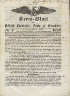 Kreis Blatt des Königlichen Landraths-Amts zu Graudenz 1856.01.11 nr 2