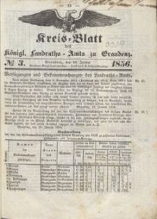 Kreis Blatt des Königlichen Landraths-Amts zu Graudenz 1856.01.18 nr 3