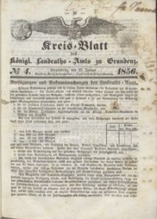 Kreis Blatt des Königlichen Landraths-Amts zu Graudenz 1856.01.25 nr 4