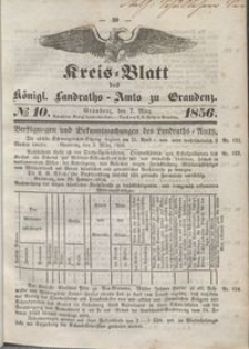 Kreis Blatt des Königlichen Landraths-Amts zu Graudenz 1856.03.07 nr 10