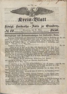Kreis Blatt des Königlichen Landraths-Amts zu Graudenz 1856.03.21 nr 12