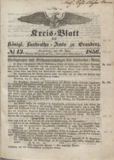 Kreis Blatt des Königlichen Landraths-Amts zu Graudenz 1856.03.28 nr 13