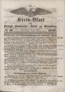 Kreis Blatt des Königlichen Landraths-Amts zu Graudenz 1856.04.18 nr 16