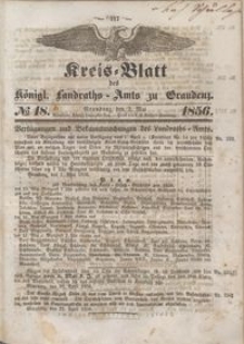 Kreis Blatt des Königlichen Landraths-Amts zu Graudenz 1856.05.02 nr 18