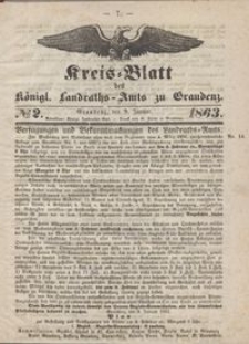 Kreis Blatt des Königlichen Landraths-Amts zu Graudenz 1863.01.09 nr 2