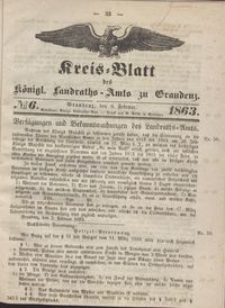 Kreis Blatt des Königlichen Landraths-Amts zu Graudenz 1863.02.06 nr 6