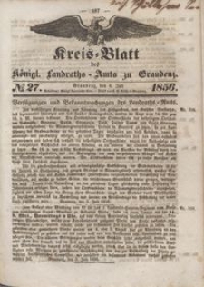 Kreis Blatt des Königlichen Landraths-Amts zu Graudenz 1856.07.04 nr 27