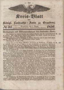 Kreis Blatt des Königlichen Landraths-Amts zu Graudenz 1856.08.01 nr 31