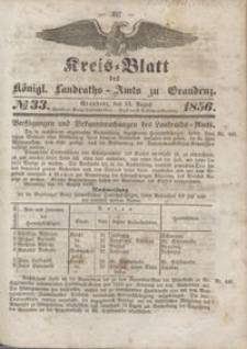 Kreis Blatt des Königlichen Landraths-Amts zu Graudenz 1856.08.15 nr 33