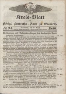 Kreis Blatt des Königlichen Landraths-Amts zu Graudenz 1856.08.22 nr 34
