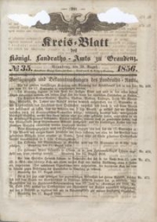 Kreis Blatt des Königlichen Landraths-Amts zu Graudenz 1856.08.29 nr 35
