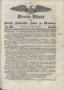 Kreis Blatt des Königlichen Landraths-Amts zu Graudenz 1856.09.26 nr 39